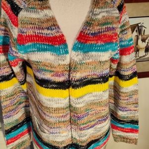 Multi color striped cardigan sweater